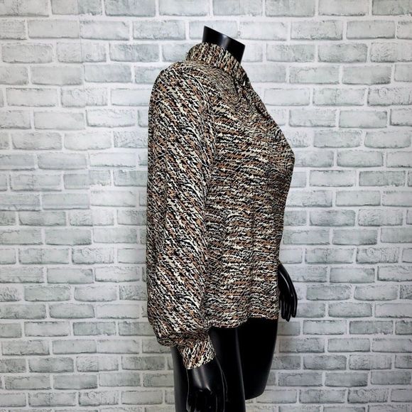Vintage 80s Helene St Marie M/L Abstract Pattern Mock Neck Long‎ Sleeve Blouse - Picture 7 of 10